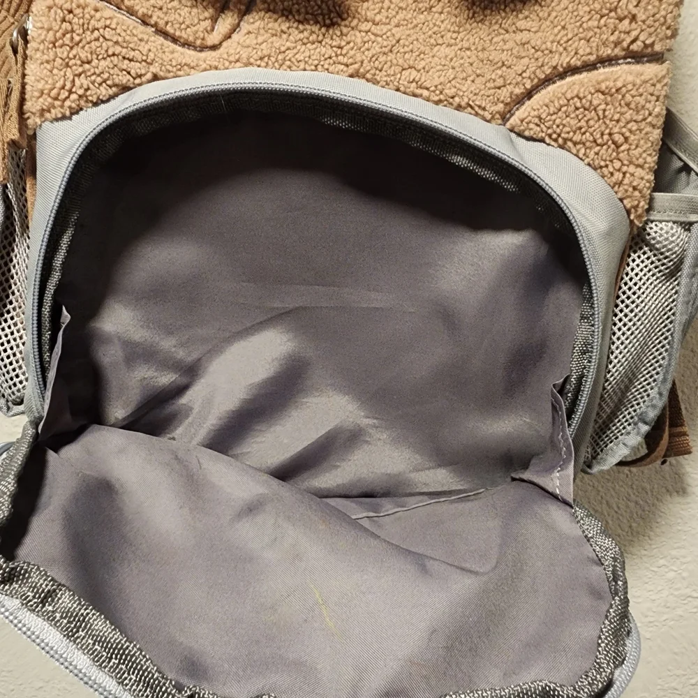 Brown and Gray Backpack with Character Design